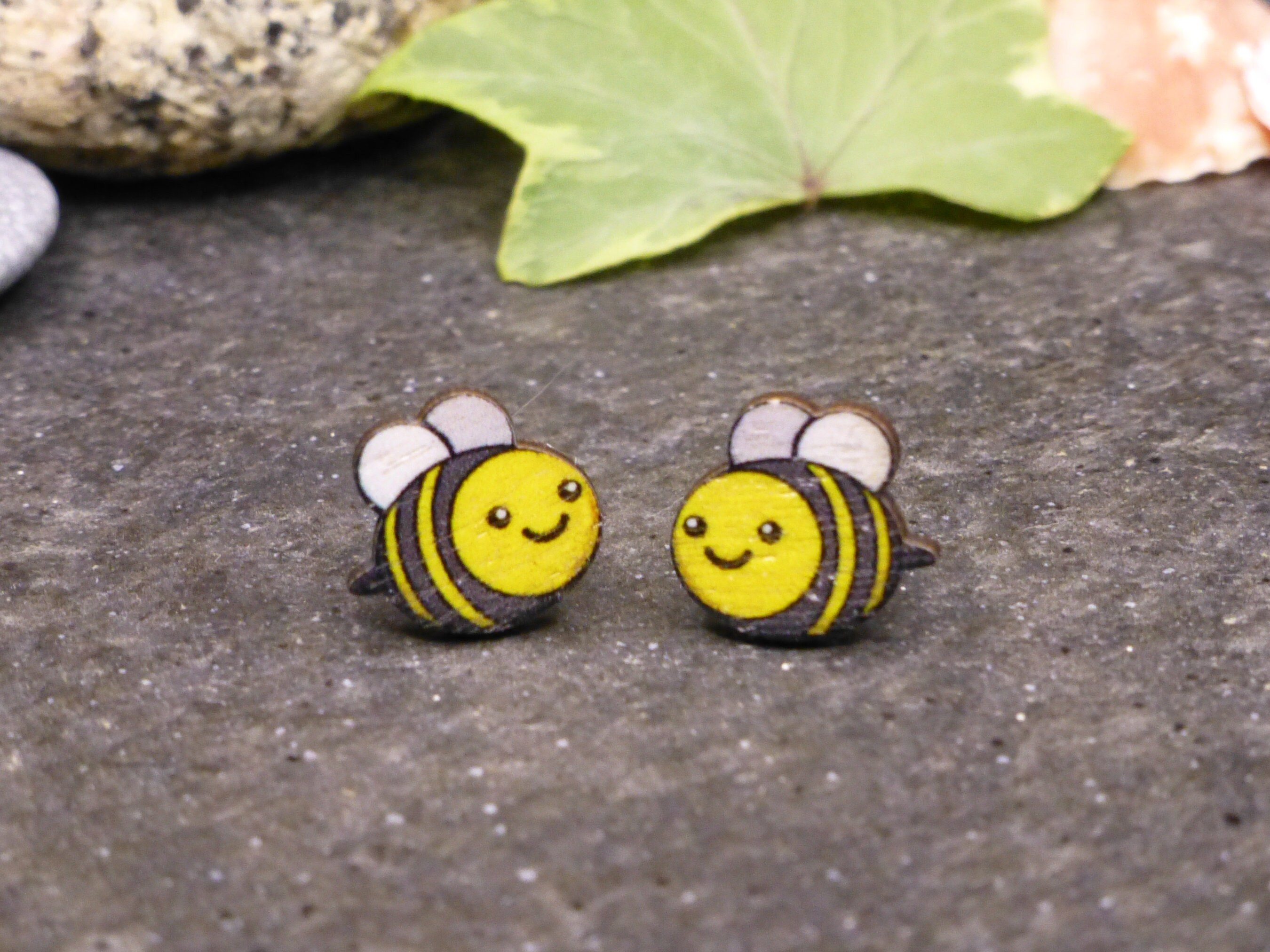 Cute Wooden Bumblebee Earrings