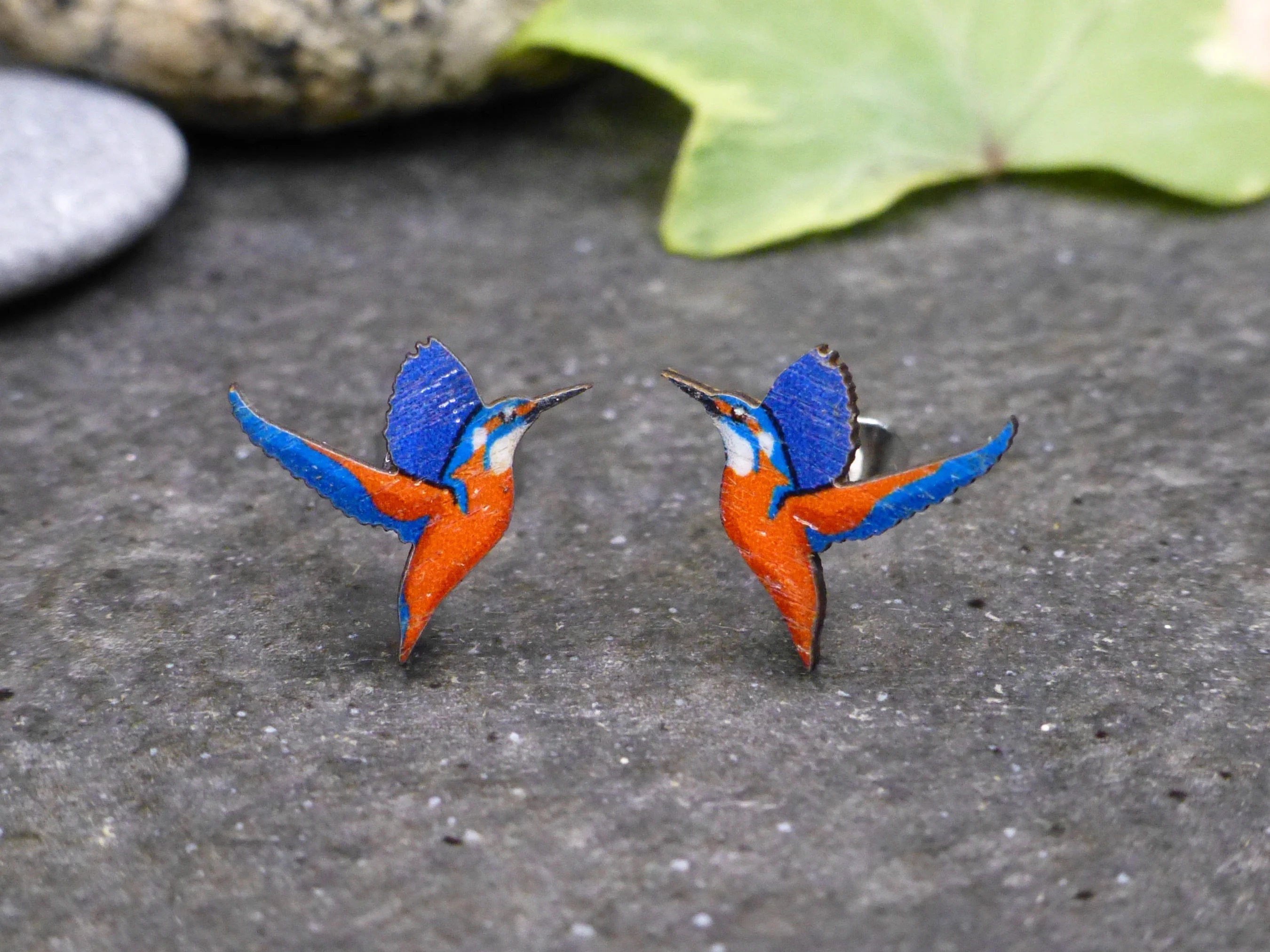 Handcrafted Kingfisher Flying Earrings